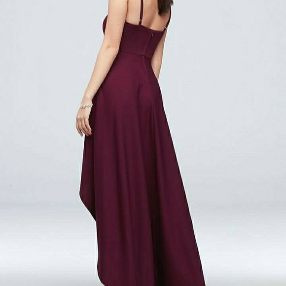 Scalloped Crepe high-low spaghetti strap dress - Picture 2 of 2